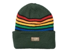 Pleasures Island Striped Beanie In Green