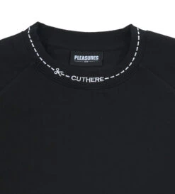Pleasures Cut Here Raglan Crewneck (Black) -Pleasures P22F008 BLKd1