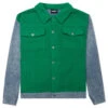 Pleasures Fried Trucker Jacket - Green/Blue -Pleasures Pleasures Fried Trucker Jacket Green Blue P23SP004 GREEN 04 28 23 Feature JP MG