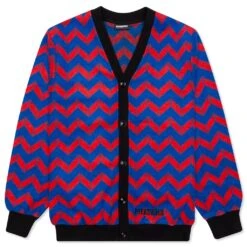 Pleasures Black Jack Cardigan - Blue/Red